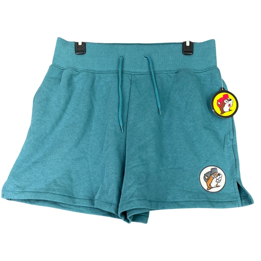 Buc-ees Fleece Shorts Womens L High Waisted Drawstring Travel Loungewear